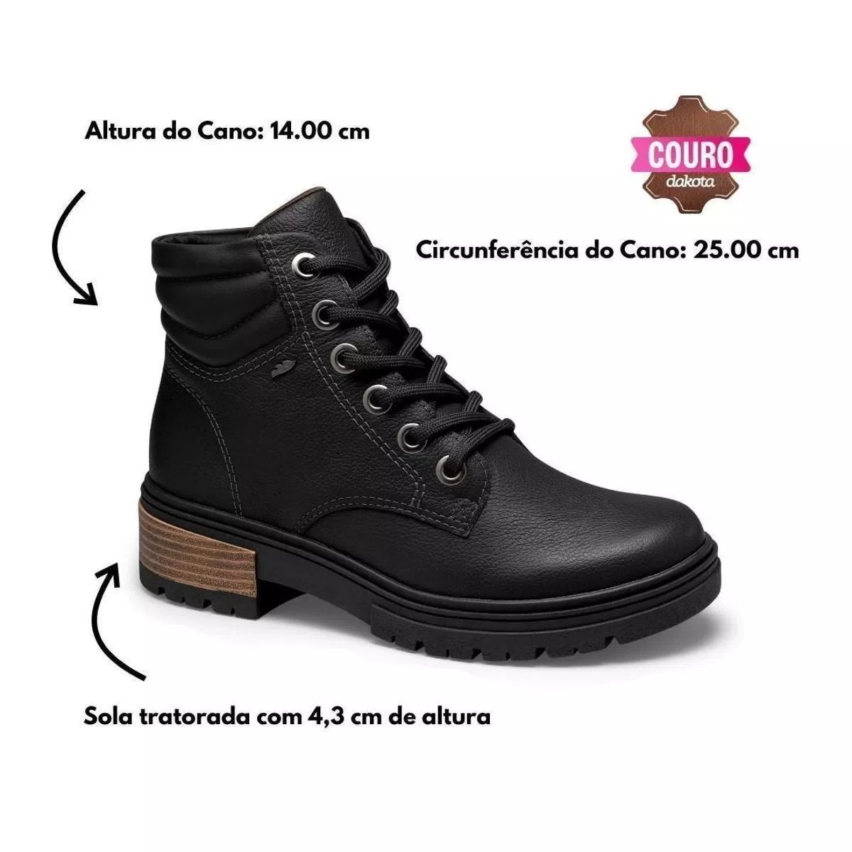 Bota coturno fashion feminino salto baixo