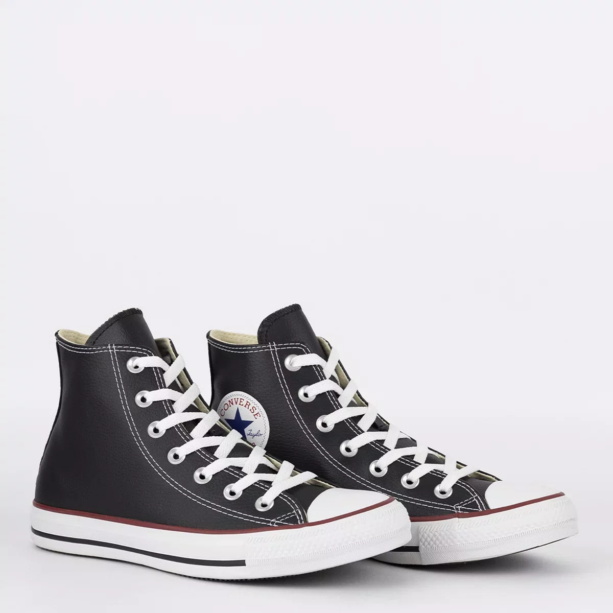 Tênis All Star Converse Chuck Taylor Couro Preto Cano Alto