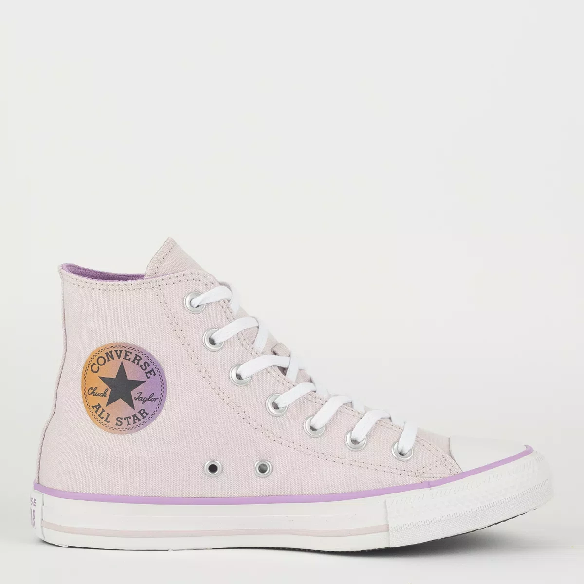 Tênis Converse Chuck Taylor All Star Cano Alto Feminino Branco / Lilás