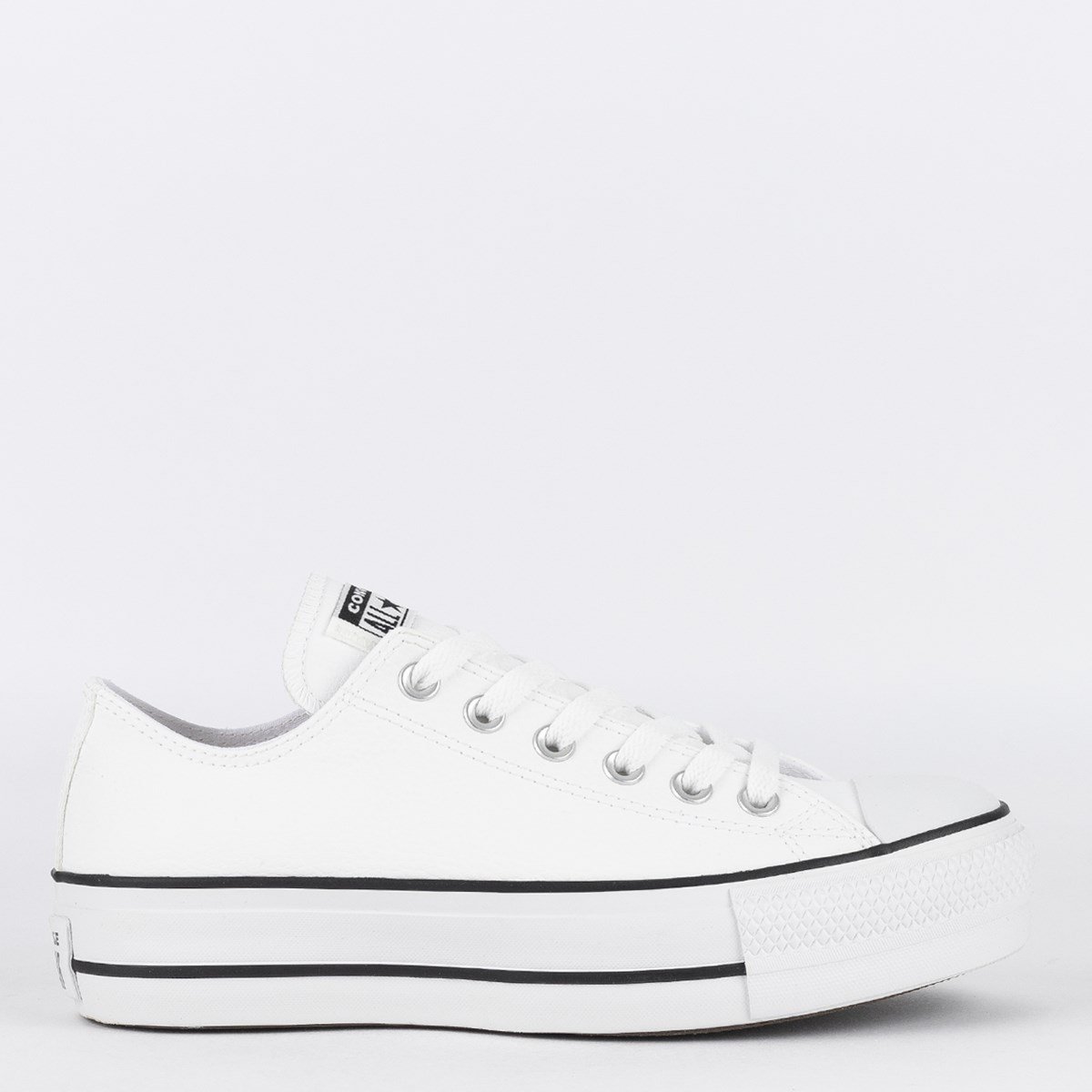 All Star de Couro Branco e Preto Tênis Converse