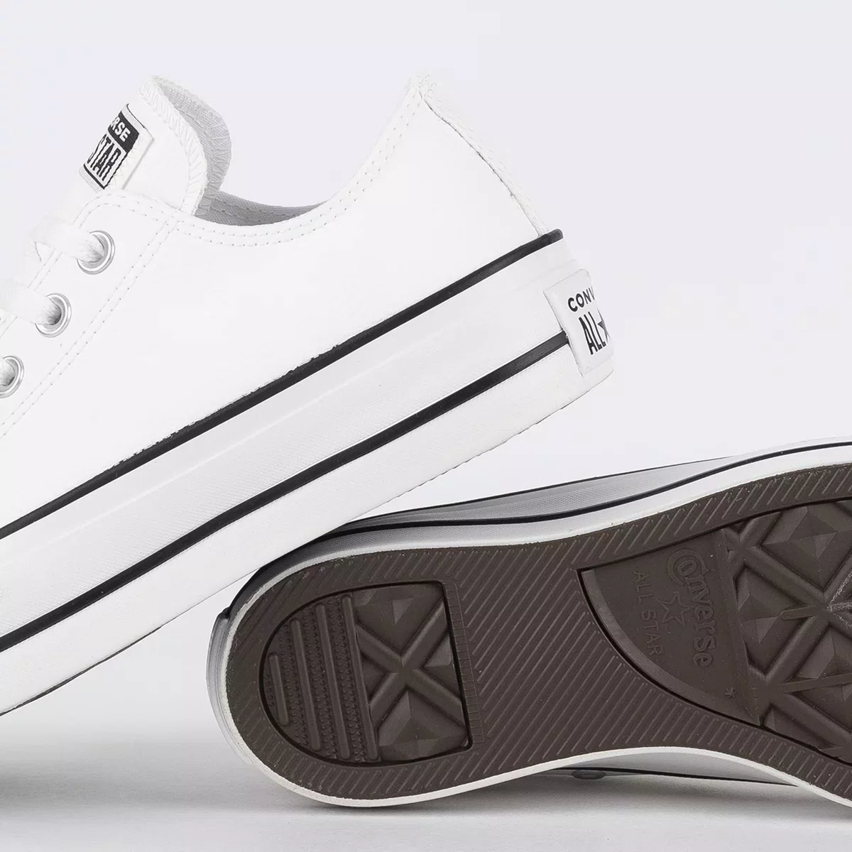 TENIS ALL STAR PLATAFORMA COURO BRANCO